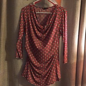 Chaus red black and white pattern dress blouse